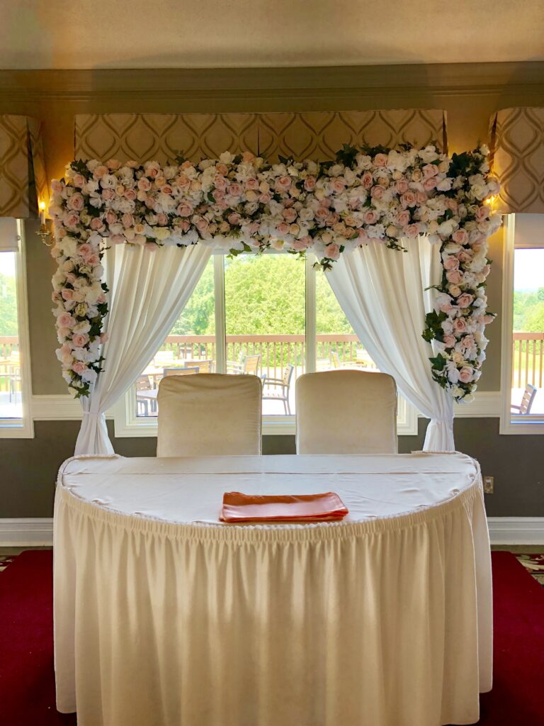 Niagara Falls Wedding Rental with Flower Arch