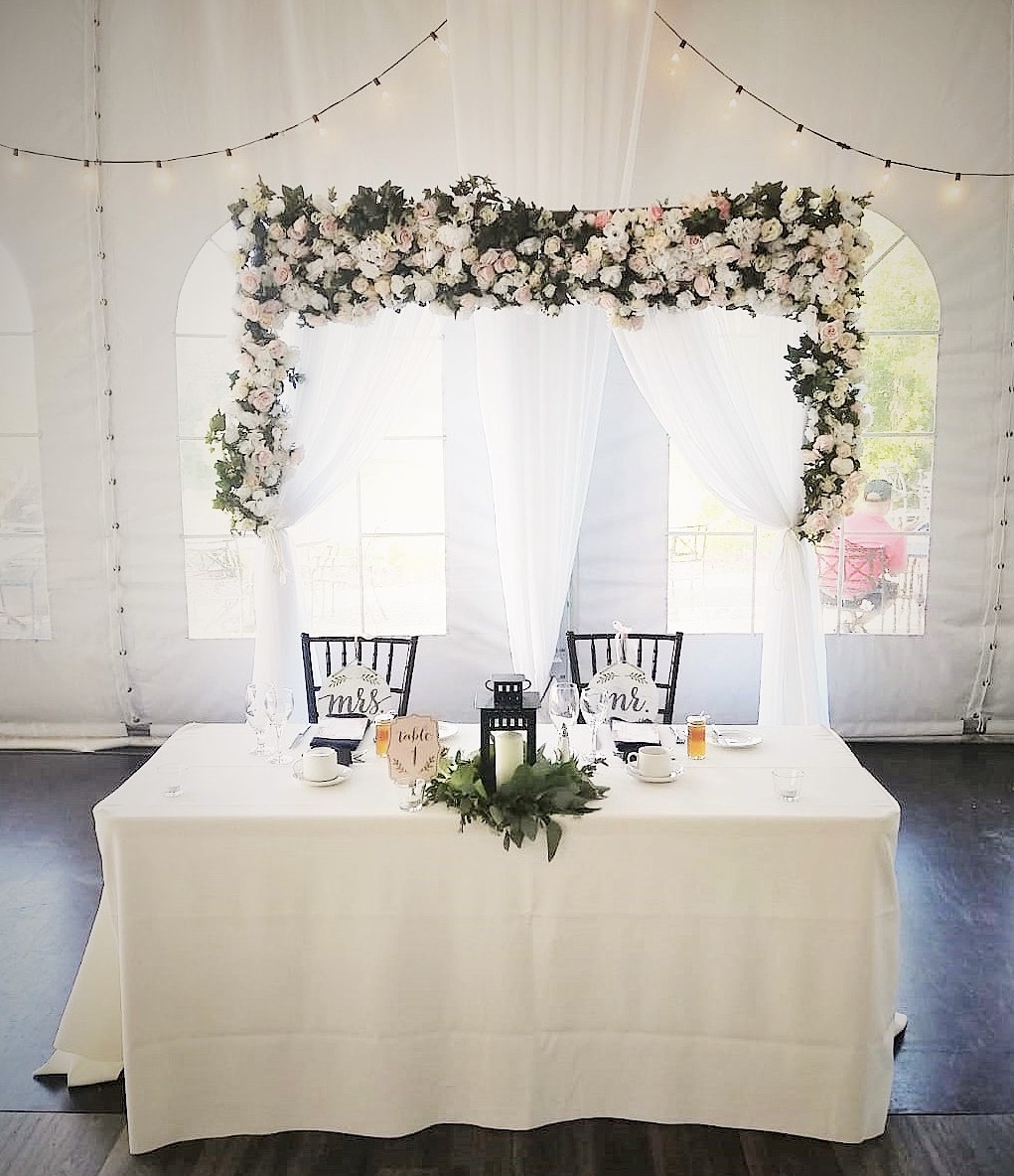 bracebridge flower arch with drapes