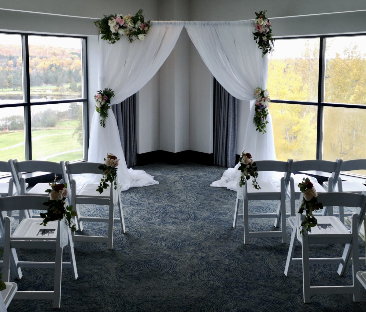 kitchener flower arches with drapes
