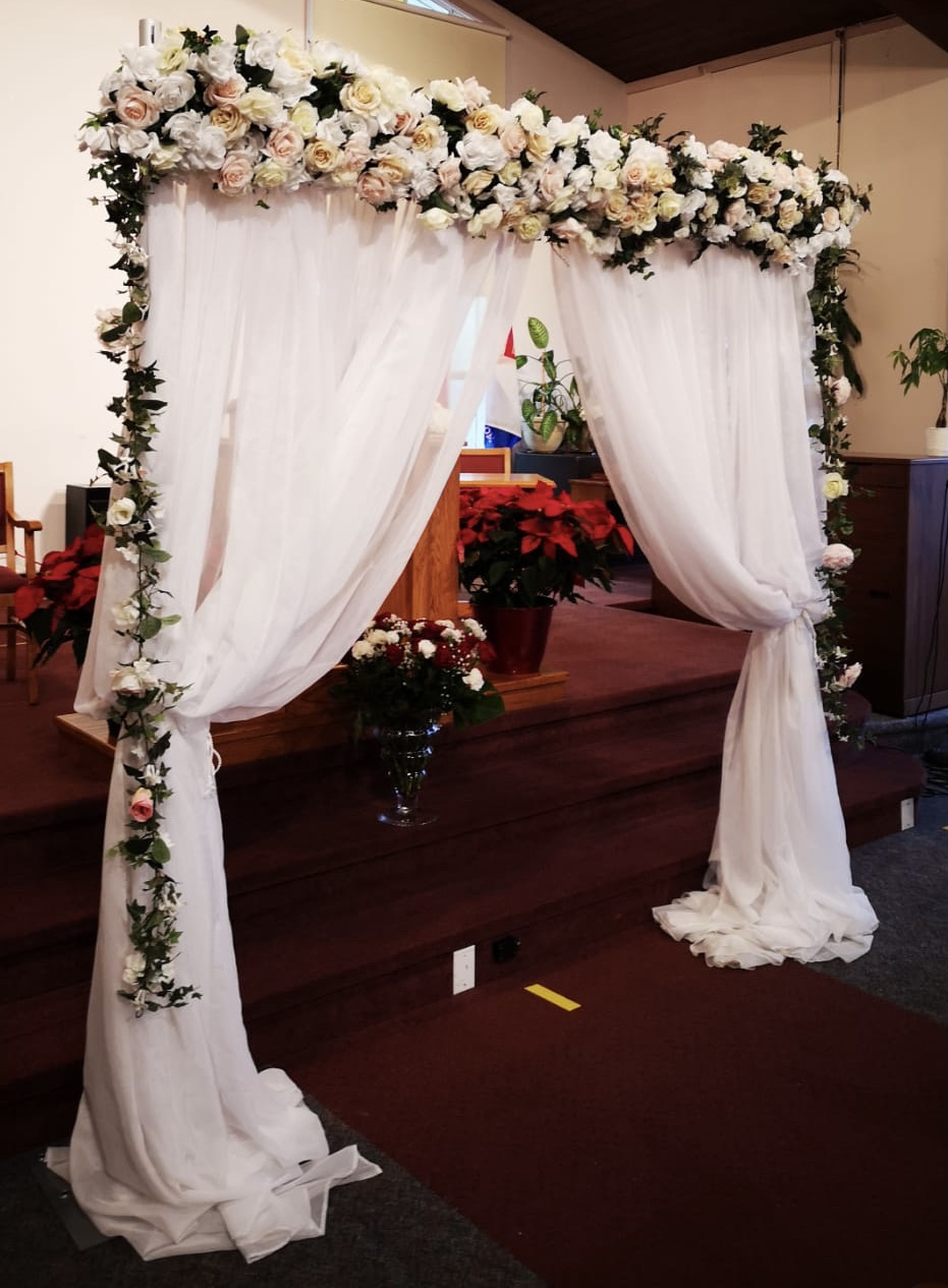 waterloo flower arches with drapes