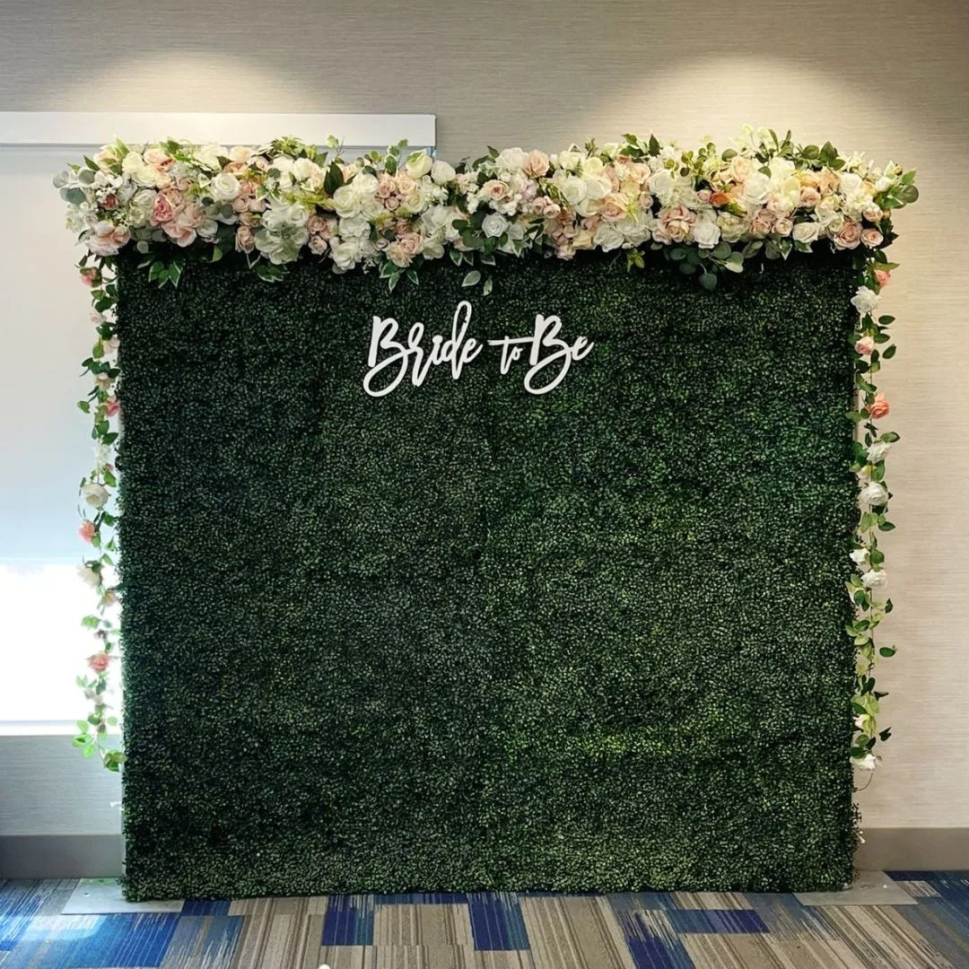 Green High Tea Flower Wall Rental