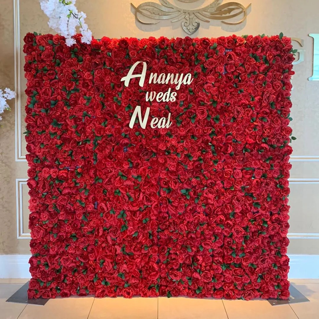 Red Rose Flower Wall Backdrop Rental